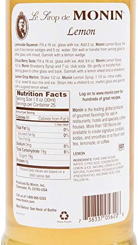 Monin Lemon Syrup 750ml (25.4oz)