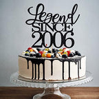 Legend Since 2006 Cake Topper 20th Birthday Happy Birthday Cake Topper Men and Women Cheer 20 Years Old Handmade Black Glitter Cake Decoration (2006)