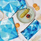 4Pcs 2 Sizes Cloth Snack and Sandwich Bags Sandwich Pouch Reusable Blue Geometric Pattern Food Safety Washable Fabric Zipper Pouches for Travel Picnic Office Outdoor Activities Everyday Use
