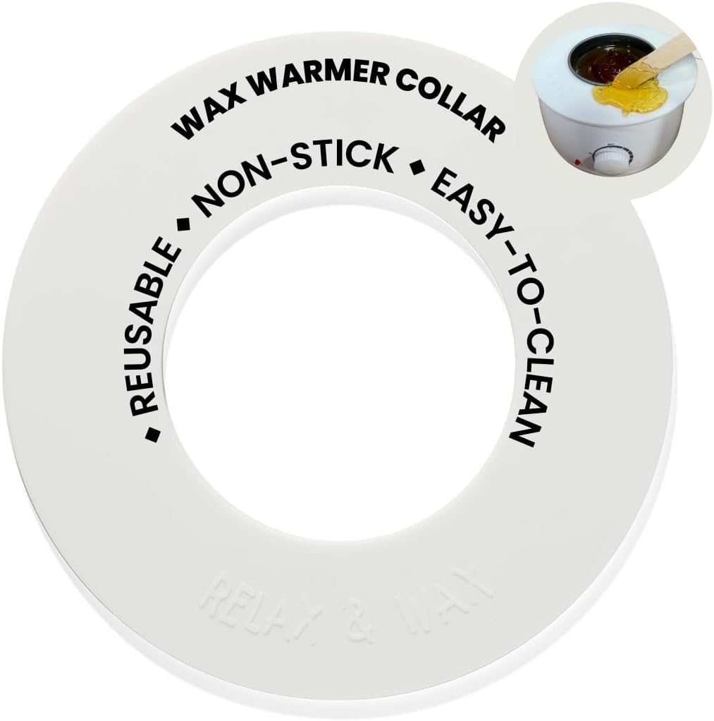 Reusable Non-Stick Silicone Wax Collars for Wax Pot – Fits All 14-16 oz Wax Cans & Warmers – Wax Warmer Collars for Easy, Mess-Free Cleaning (White, 1pc)