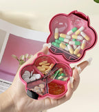 Flower Pill Case Medicine Box Weekly Tablet Holder Portable Travel Mini Small Pill Box Pills Cases Storage Organizer Container ﻿ (Pink)