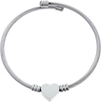 kelistom 316L Stainless Steel Love Heart Charm Bracelet for Women Romantic Gift Silver/Rose/18k Gold Plated OT Clasp Bracelets