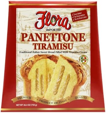 Flora Foods Panettone Tiramisu Traditional Italian Soft and Moist Sweet Bread Holiday Cake
