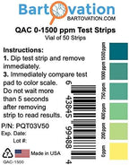 Quaternary Ammonium (QAC, Multi Quat) Sanitizer Test Strips, 0-1500 ppm [Vial of 50 Strips]