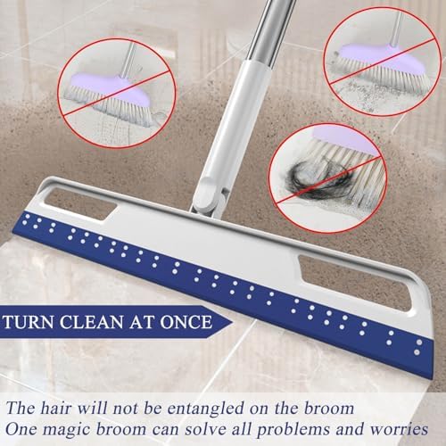 Multifunction Magic Broom, Extended Indoor Detachable,3-in-1 Sweeper Removing Dust Liquid Hair, Adjustable Floor Squeegee,Magic Broom as seen on tv(Blue)