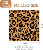 40pcs Leopard Print Party Napkins Disposable Decorative Paper Napkins for Jungle Luncheon Napkins Animals Safari Cheetah Theme Birthday Party Supplies 6.5×6.5 Inch