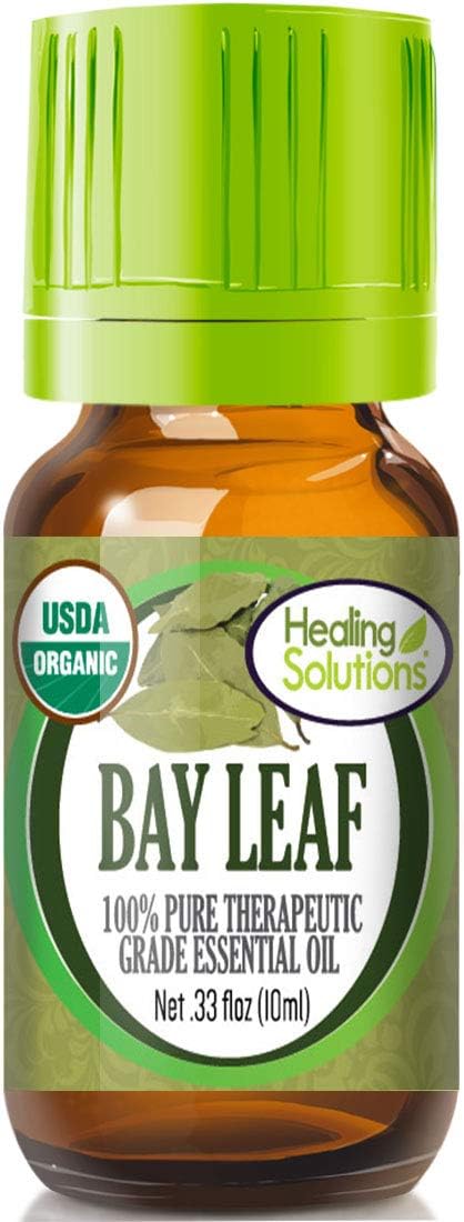 Healing Solutions Pure Bay Leaf Essential Oil, Organic & Undiluted, 0.33 oz (10ml) - for Hair, Diffuser, & Skin