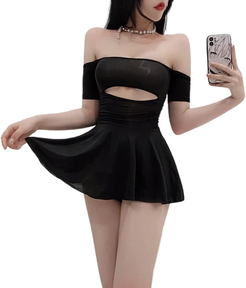 SINROYEE Women's Sexy Cosplay Lingerie Silk Nightgown Dress High split Cheongsam Dress