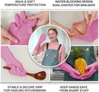 DABOGOSA Mamison 2 Pairs Reusable Waterproof Household Dishwashing Cleaning Rubber Gloves, Non-Slip Kitchen Glove (Pink, Large (Pack of 2))