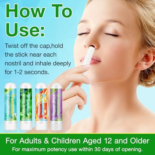 4 Pack Nasal Stick,Nasal Inhaler Stick,Nose Inhaler Boost Energy Set,Inhaler,Sinus & Congestion Relief, Daily Relaxation, Stress Relief, Pure Natural Ingredients