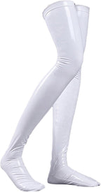 Women's Latex Wetlook Extra Long Stockings Striped Thigh High Stockings Knee High Socks