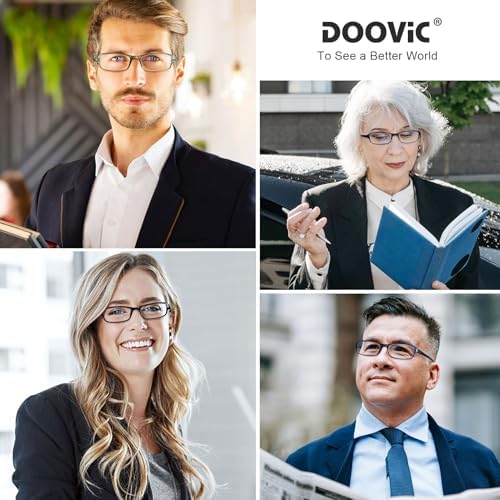DOOViC 2 Pack Reading Glasses for Women Men TR90 Flexible Lightweight Blue Light Blocking Computer Readers