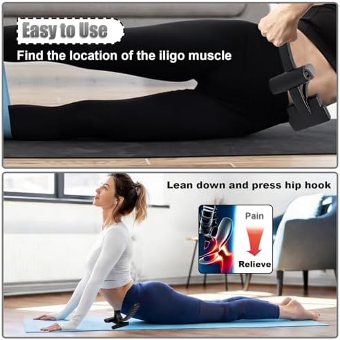 Psoas Release Tool-Hip Hook Psoas Muscle Release Tool Fully Adjustable for Iliacus, Deep Tissue Massage Hip Hook, Portable Psoas & Iliacus Relief Tool and Trigger Point Massage Tool (Black)