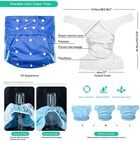 Incontinence and Disability Care Cloth Diapers, Reusable Adjustable Size Breathable Leakfree Pocket Diaper (Color : F, Size : Medium)