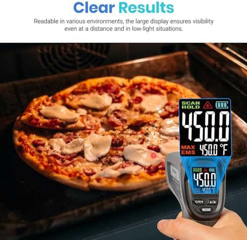 Etekcity Temperature Gun Infrared Thermometer -58°F 1130°F, Digital Laser Heat Gun with Adjustable Emissivity & Max Measure for Pizza Ovens, Griddles, Meat, Refrigerators, Engine, HVAC, Kitchen & Pool