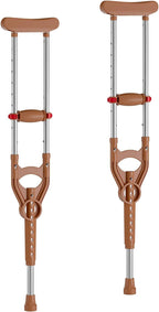 Adjustable & Shock-Absorbing Crutch with Dual Height Adjustment, Under Arm Crutches for Adults & Kids 4'3" to 6'3"，Ergonomic Handle & Durable Rubber Tip for Maximum Comfort and Support