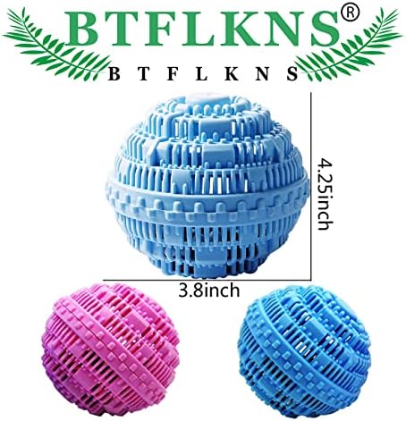 Laundry Balls Set, Eco-Friendly Super Washing Machine Laundry Ball, All Natural Washer Ball Laundry Detergent Alternative, Household Can Be Reused 2000 Washings(2pcs Balls, Pink,Blue)