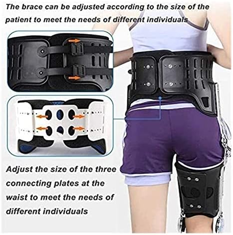 Knee Support Brace, Hip Knee Ankle Foot Orthosis Leg Fracture, Lower Limb Paralysis, Hip Walking Fixed with Walking Boots Brace (Black L)