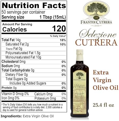 Frantoi Cutrera - Selezione - Extra Virgin Olive Oil from Italy, Sicilian Pure EVOO, Premium 2022/23 Early Harvest First Cold Pressed, Olive Oil High In Polyphenols, 24.5 Fl Oz (Pack of 1)