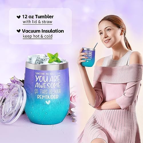 LUCOTIYA Gifts for Women, Mothers Day Gift Basket for Woman Birthday Wine Tumbler Self Care Package for Mom, Bestie, Her, Sister, Wife, Auntie Thank You Gift for Women Teacher Appreciation