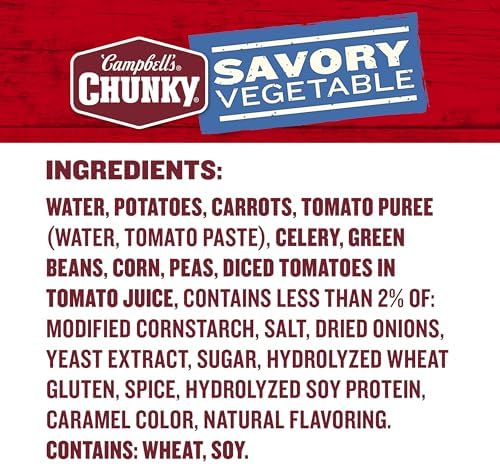 Campbell’s Chunky Soup, Savory Vegetable Soup, 18.8 Oz Can