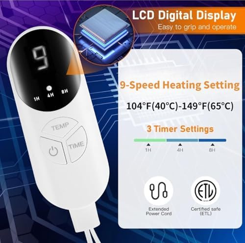 Electric Heated Foot Warmer for Feet, Double Sided Feet Warmer Foot Heating Pad with 6 Levels Temp and 3 Timers, Foot Warmers for Bed, Under Desk, Office, Birthday Christmas Gifts for Women Men（Black