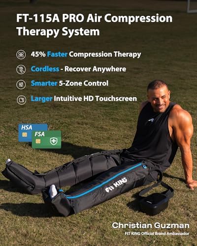 FIT KING Upgraded Leg Massager Recovery Boots, Professional Air Compression Recovery System for Circulation & Athlete-Level Fast Recovery, Cordless Rechargeable Compression Boots (Medium)