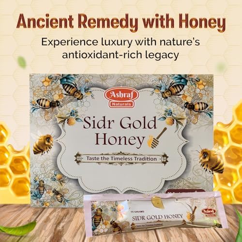Ashraf Naturals Sidr Gold Honey Sticks – Raw Unfiltered Mountain Sidr Honey, Single-Origin Himalayan Honey, Gluten-Free (20 x 15 g)