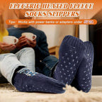 Chicingyou Electric Heated Fleece Socks for Men Women, Winter USB Heating Socks Foot Heater Anti-Slip Thermal Indoor Footwear Foot Warmer Fit for Women's 7.5-10.5 Men's 6-9