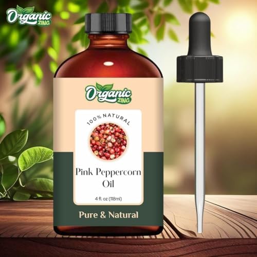 Organic Zing Pink Peppercorn (Schinus Molle) Oil | Pure & Natural Essential Oil for Aroma, Skincare & Massage - 118ml/3.99fl oz