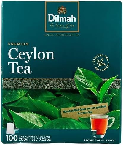 Dilmah Premium Ceylon Black Tea - 100 Tea Bags (Single Pack)-Strong, Robust, and Aromatic for everyday drinking-Unblended Single origin teas packed at the source.