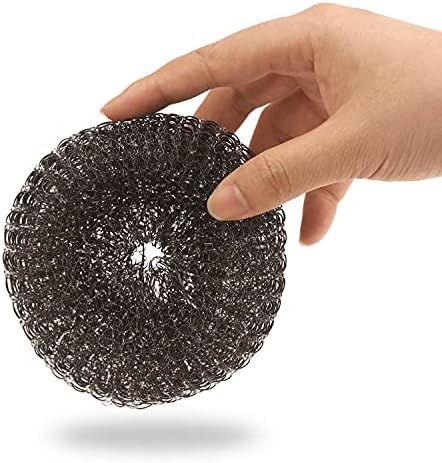 Heavy-Duty Stainless Steel Wool Barbecue Grill Cleaning Scrubber Pads, Replacement Steel Wool Brush Head, 2 Pack