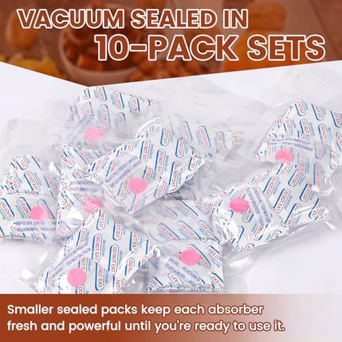400 Counts 500cc Food Grade Oxygen Absorbers, 10 Individually Vacuum Sealed Packs with Oxygen Indicator, Oxygen Absorber Packets for Long Term Storage in Mylar Bag,Canning Jars, Freeze Dryer Storage