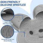 Manmihealth Extra-Large Shower Foot Scrubber Mat with Non-Slip Suction Cups, Rabbit-Shaped Silicone Foot Scrubber in Shower for Men & Women (Gray)
