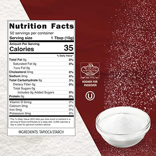 Roots Circle All Natural Tapioca Starch | Non GMO & Gluten-Free Flour with No Preservatives | Kosher for Passover | Thickener for Soups, Gravies & Sauces | 1 Pack (17oz)