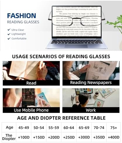 Folding Reading Glasses with Small Hard Case Clear Lenes Readers Easy Carry and Comfort