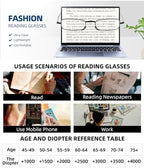 Folding Reading Glasses with Small Hard Case Clear Lenes Readers Easy Carry and Comfort