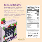Atici Lokum Authentic Turkish Delight 8oz – Gourmet Vegan Sweets, Gluten-Free, Halal Soft Chewy Candy Gift Box | Traditional Premium Lokum Loukoumi Imported from Turkey (Blackberry Flavored Candies)