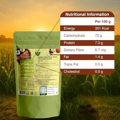 Danodia Foods Whole Grain Finger Millet (Ragi) - 2lbs (950g) | Organic, Hulled, Unpolished, Gluten-Free, Natural Superfood | High in Iron, Calcium, Fiber & Protein | Non-GMO, Plant-Based