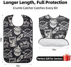 4-Pack Adult Bibs for Eating, 18"x30" Waterproof Bibs for Men with Snap Buttons and Crumb Catcher - Adjustable and Washable Clothing Protector for adults,Seniors and People with Disabilities