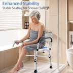 KingPavonini Shower Chair for Inside Shower, 550LBs Heavy Duty Bath Chair with Arms, Medical Shower Seat, Bath Stool Safety Shower Bench with Reinforced Crossing Bar for Elderly, Adults, Disabled