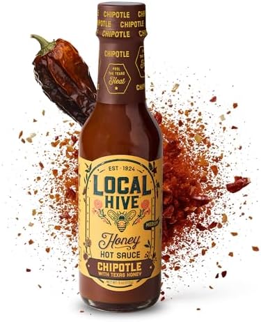 Local Hive Chipotle Texas Honey Hot Sauce – 6oz, Sweet & Smoky, Natural Raw Honey with Chipotle Pepper for Dipping, Tacos, BBQ, Grilling, and Cooking