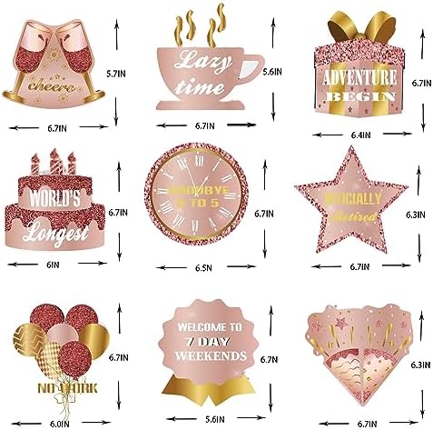 9Pcs Happy Retirement Decorations Table Honeycomb Centerpieces Party Supplies Pink Rose Gold Retirement Adventure Awaits Sign for Men Retired Decor Goodbye Retirement Signs