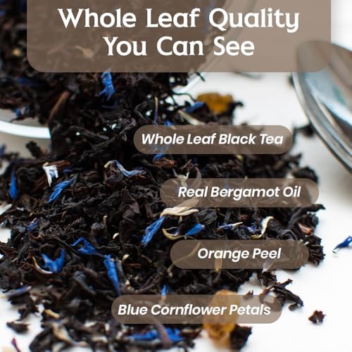 Zyanna Queen Earl Grey Tea - Premium Black Tea with Bergamot Oil, Orange Peels(3.53oz-100g-50 Cups) Loose Leaf - Natural Ingredients - Lemon Peel, Brew Hot or Iced, Natural Floral Citrus Flavor