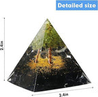 Tree of Life Orgone Pyramid for Positive Energy, Orgonite Peridot&Obsidian Healing Crystal Pyramids for Reduce Stress Chakra Reiki Healing Meditation Attracts Lucky and Success