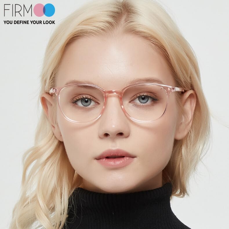 Firmoo Anti Blue Ray Computer Reading Glasses, Vintage Chic Square TR Frame, Anti Eyestrain UV400 Protection Glasses for Women（Pink, 1.50）