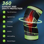 Adjustable Knee Support Brace 1 pack Compression Knee Sleeves for Men Women Use for Meniscus Tear, Arthritis, Tendinitis, Ligament Injury,Weight Lifting, Anti Slip Knee Brace (Green, Medium)