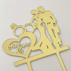 JIEEIN Mr and Mrs Cake Topper, We're Engaged Cake Pick Engagement Party Decorations, Bridal Engagement Wedding Party Decoration Supplies, Mirror Gold Acrylic Cake Topper