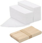 200 Pcs Large Non Woven Wax Strips and 50 Pcs Wooden Wax Sticks Kit, Body and Facial Hair Removal Waxing Strips Soft Waxing Paper Sheets