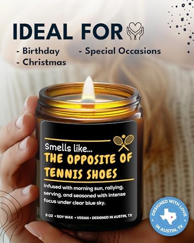 Funny Tennis Candle, Unique Sports Themed Gifts for Men & Women, Hilarious Tennis Lover Gifts for Coach and Player, Perfect Present for Birthday, Christmas, Special Occasions, Gift Ready